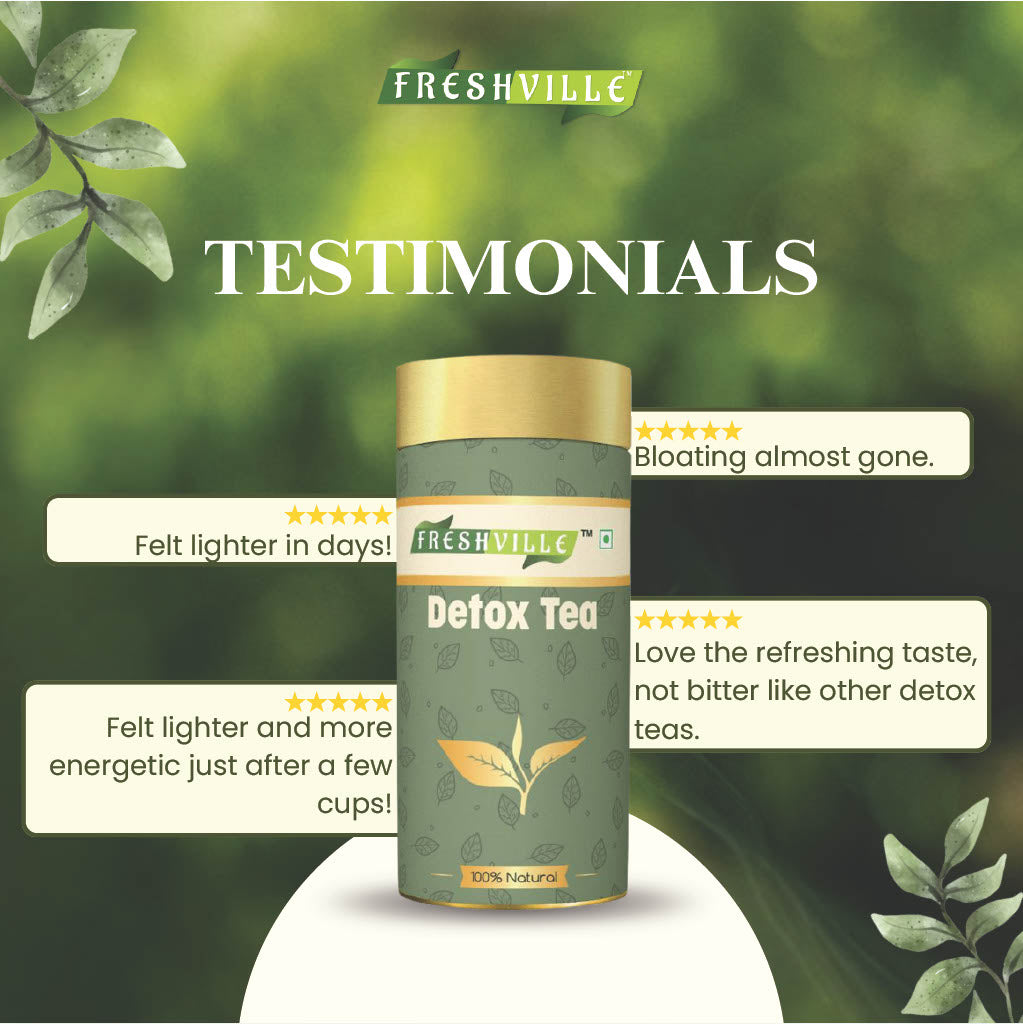 Freshville Detox Tea | Detoxify Body with herbs Peppermint, Lemongrass, Hibiscus, Cardamom, Cinnamon, Green Tea, 100gm