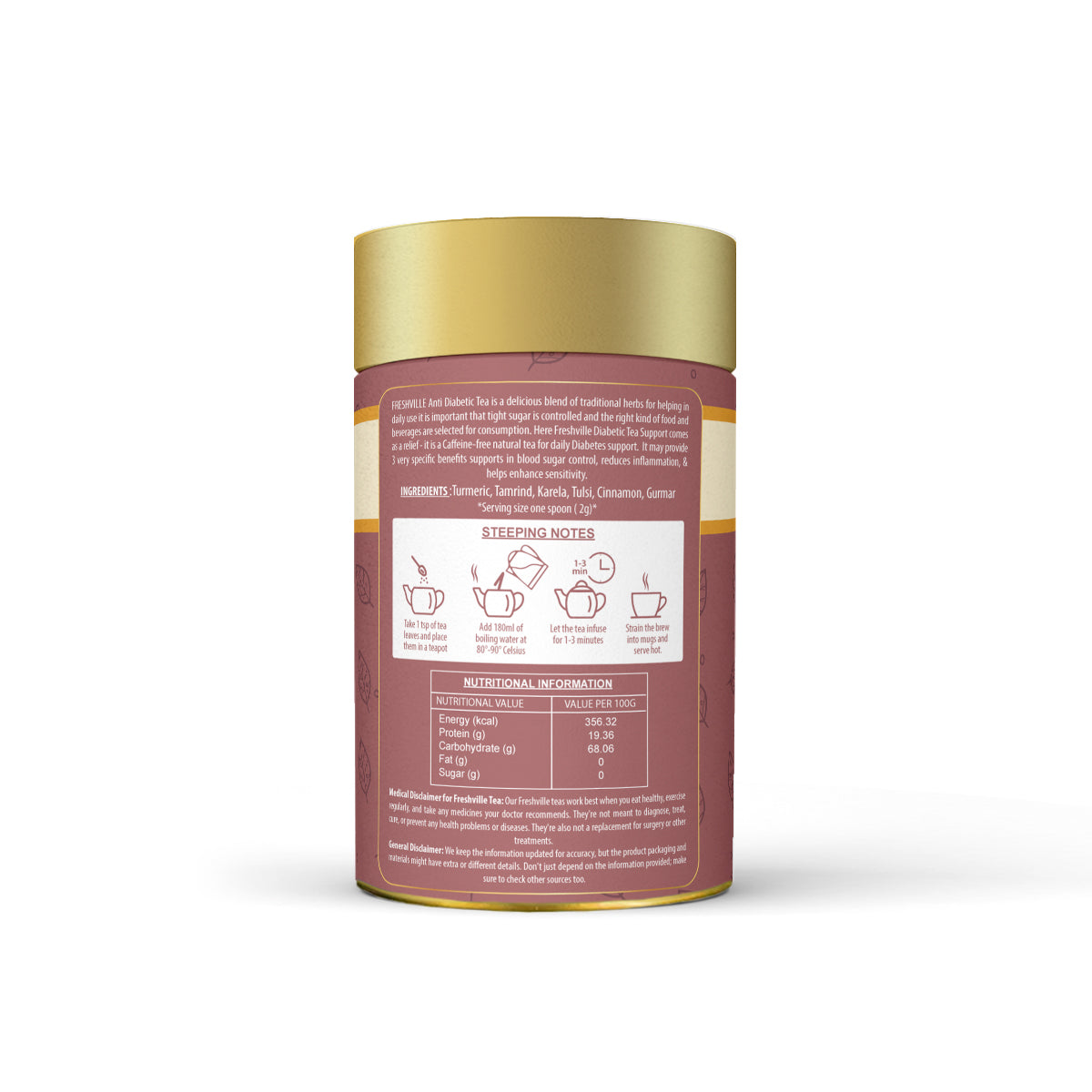 Freshville Anti Diabetic Tea | Control Blood Sugar level with herbs Turmeric, Tamarind, Karela, Tulsi, Cinnamon, Gurmar