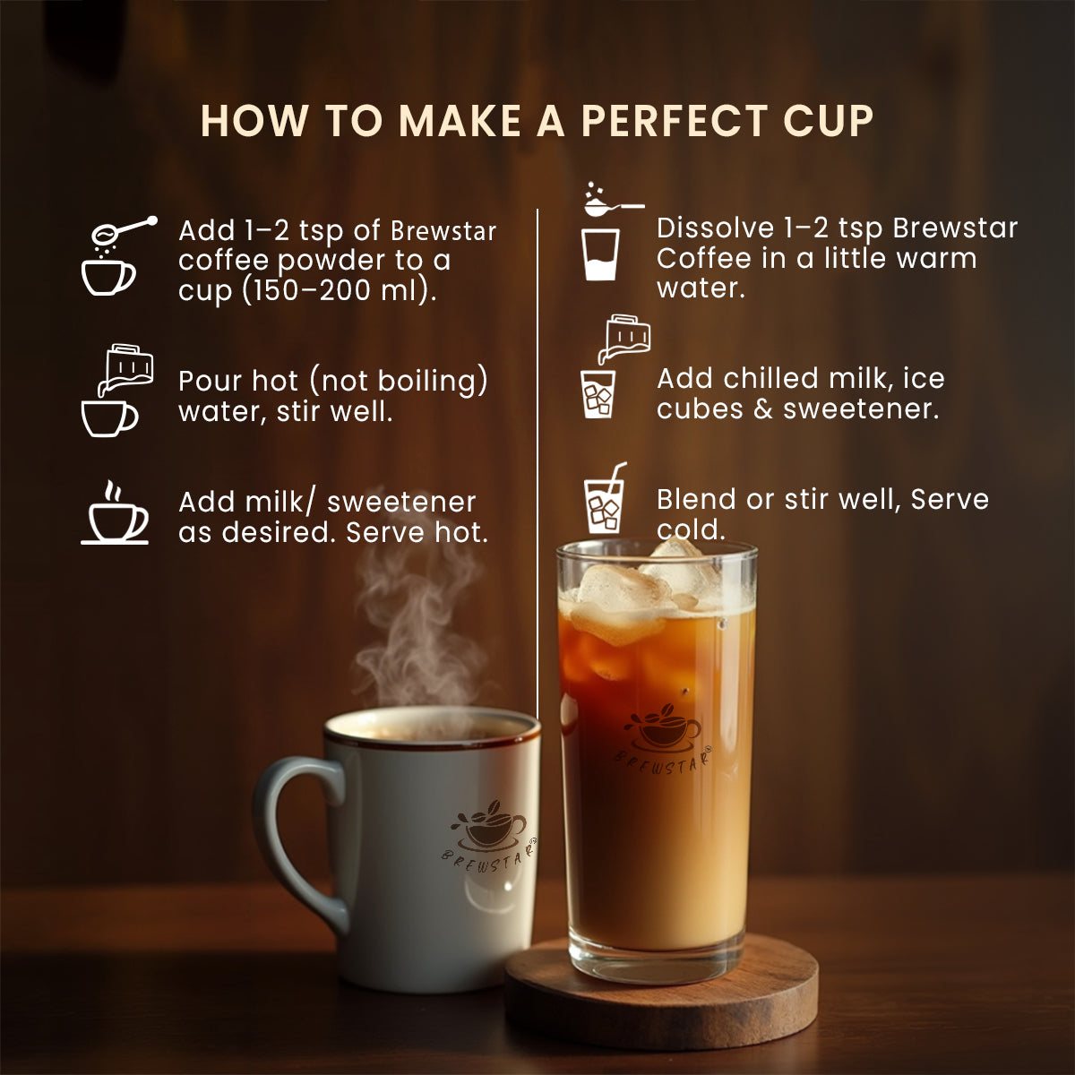 Brewstar Espresso Coffee | Roast & Ground Coffee | Instant Coffee | Premium Coffee | Great Aroma | Authentic Taste | Easy to Use