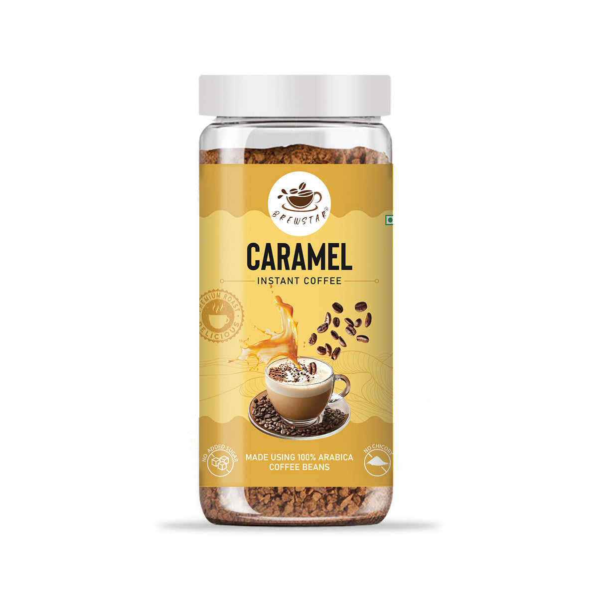 Brewstar Caramel Coffee | Roast & Ground Coffee | Instant Coffee | Premium Coffee | Caramel Flavour | Great Aroma | Authentic Taste | Different Flavours | Easy to Use