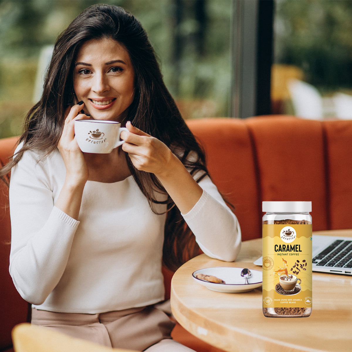 Brewstar Caramel Coffee | Roast & Ground Coffee | Instant Coffee | Premium Coffee | Caramel Flavour | Great Aroma | Authentic Taste | Different Flavours | Easy to Use
