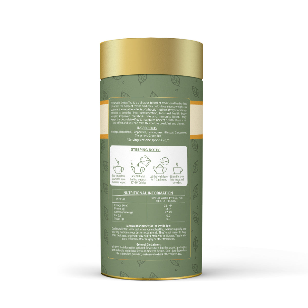 Freshville Detox Tea | Detoxify Body with herbs Peppermint, Lemongrass, Hibiscus, Cardamom, Cinnamon, Green Tea
