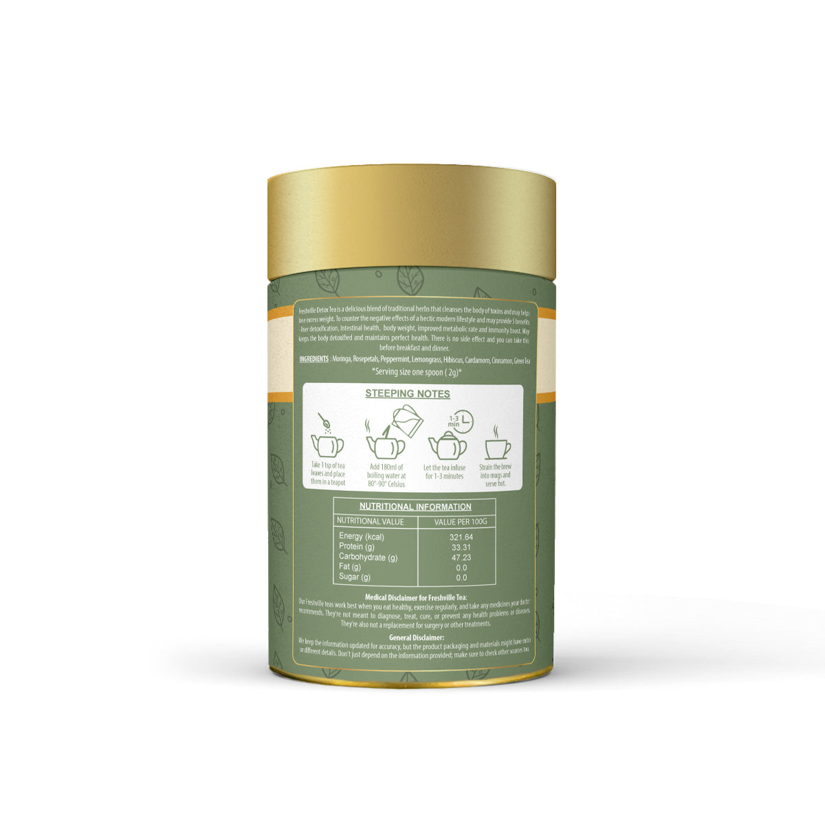 Freshville Detox Tea | Detoxify Body with herbs Peppermint, Lemongrass, Hibiscus, Cardamom, Cinnamon, Green Tea