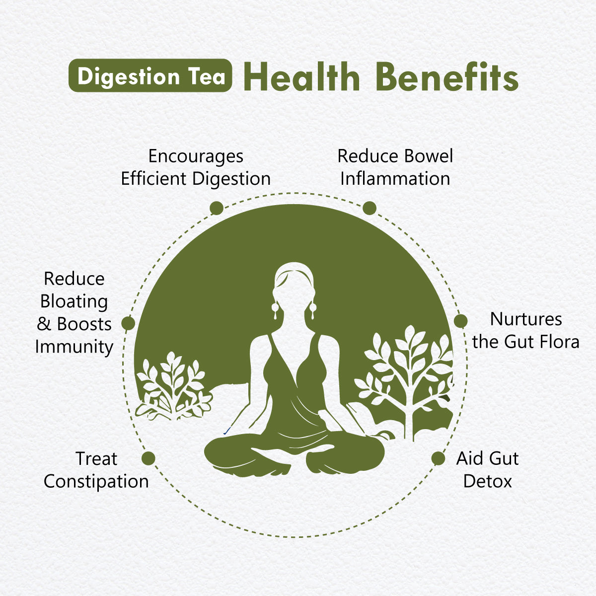 Freshville Digestion Tea | Improves Digestion, Bloating, Gas and Acidity relief with Herbs Ginger, Fennel, Ajwain, Mint, Senna leaves, Rose petals, Bay leaves, Green tea