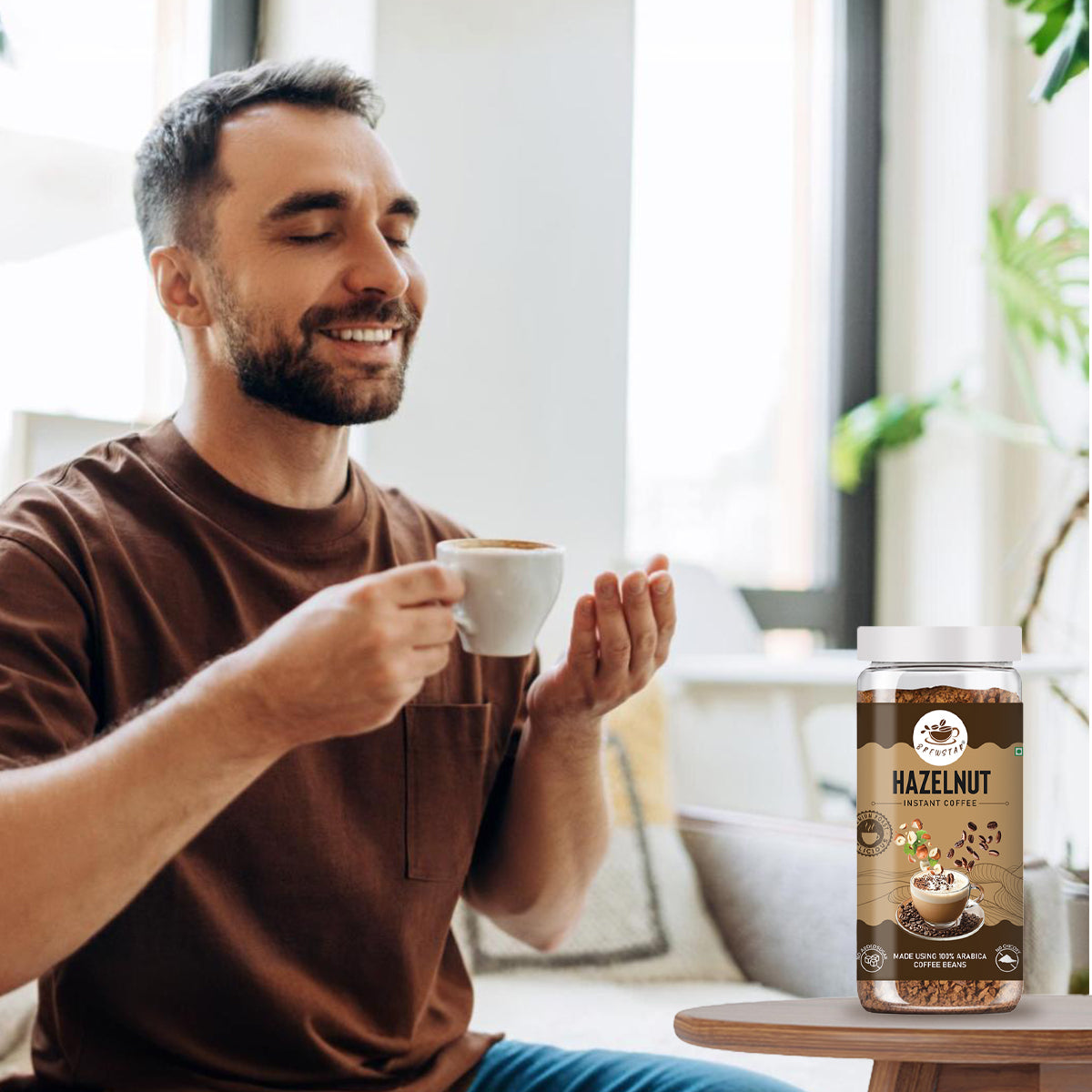 Brewstar Crunchy Hazelnut | Roast & Ground Coffee | Roast & Ground Coffee | Instant Coffee | Premium Coffee | Hazelnut Flavour | Great Aroma | Authentic Taste | Different Flavours | Easy to Use
