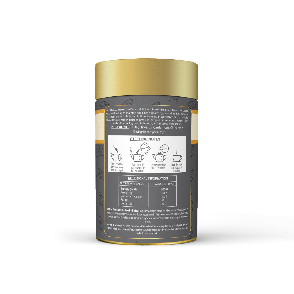 Freshville Heart Care Tea | Controls Blood Pressure with herbs Tulsi, Cardamom, Cinnamon, and Hibiscus