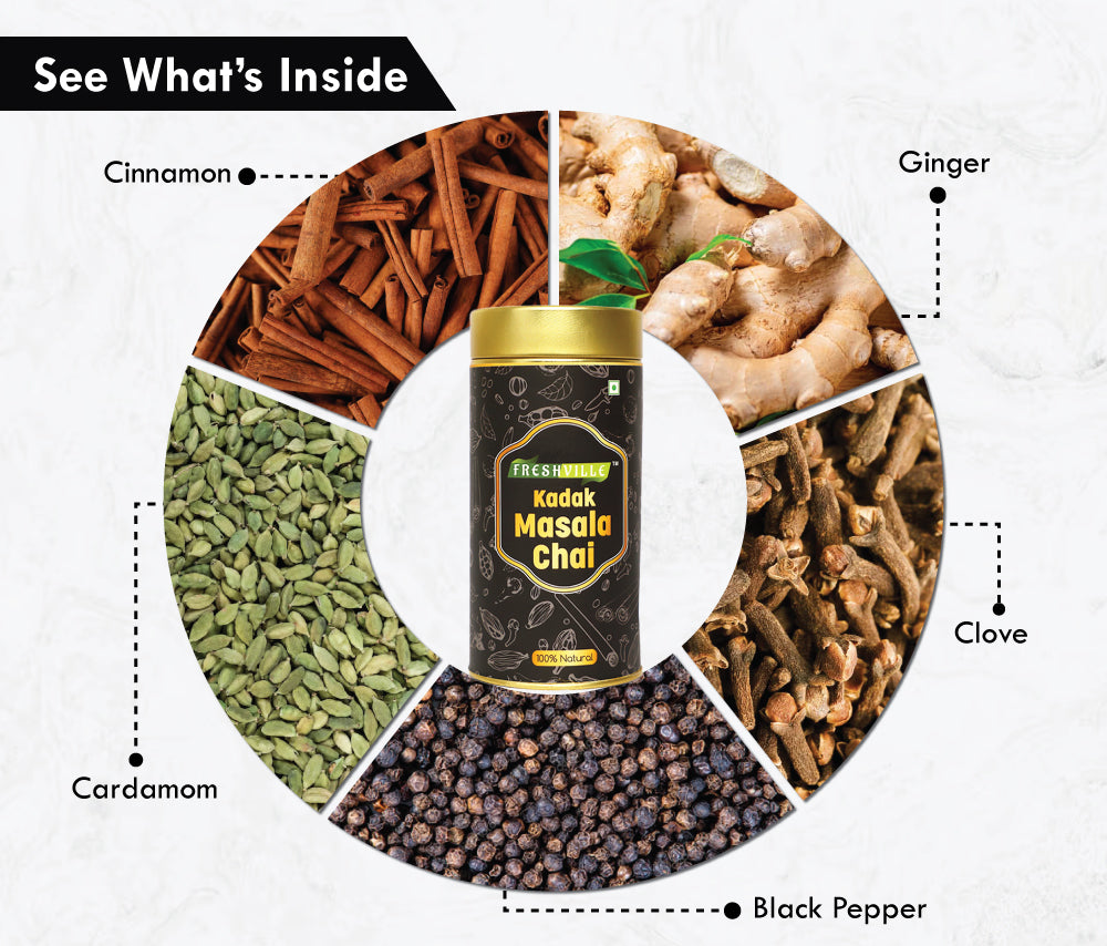Kadak Elaichi , Ginger And Masala Tea Box (100gm*3)