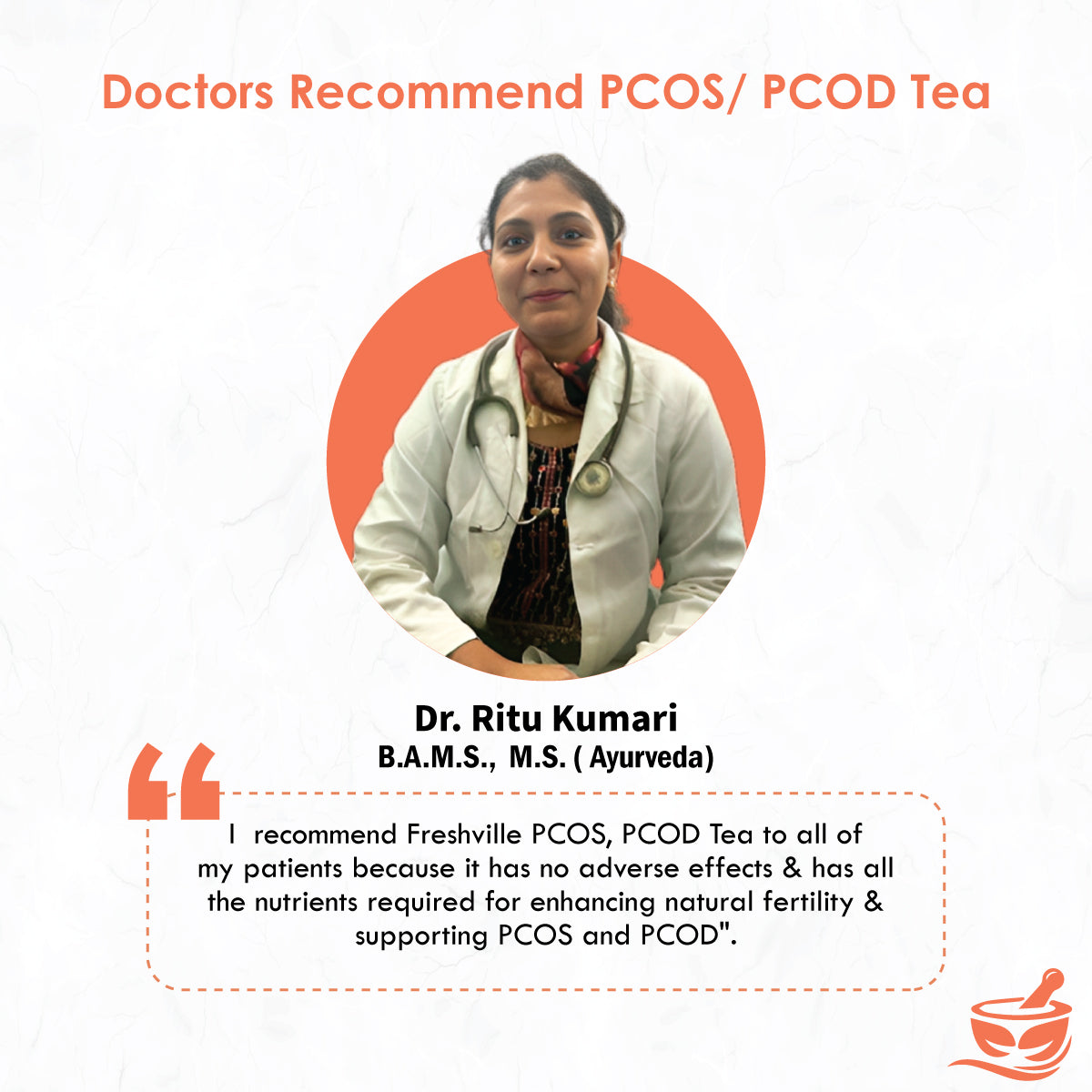 Freshville PCOS PCOD Tea | Regularizes period cycle with herbs Ginger, Fenugreek, Spearmint, Cinnamon, Fennel, Tulsi, Lodhra, Ashoka