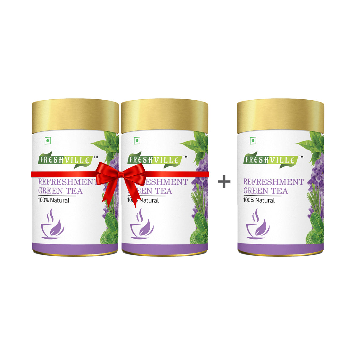 Freshville Refreshment Green Tea| Antioxidant, Stress Relief & Good Sleep | Peppermint, Lemon, Lemongrass, Green Tea, Lavender
