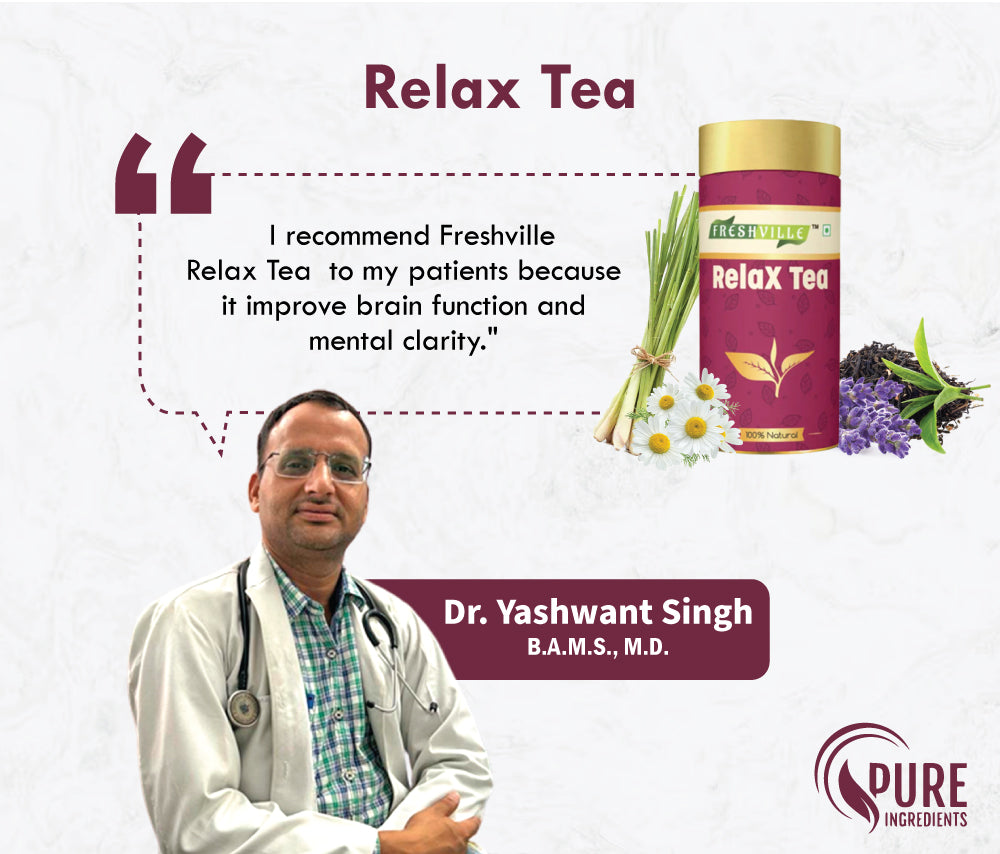 Freshville Relax Tea | Improves Sleep Quality Release Stress with Herbs Lemongrass, Lavender, Chamomile, Green Tea