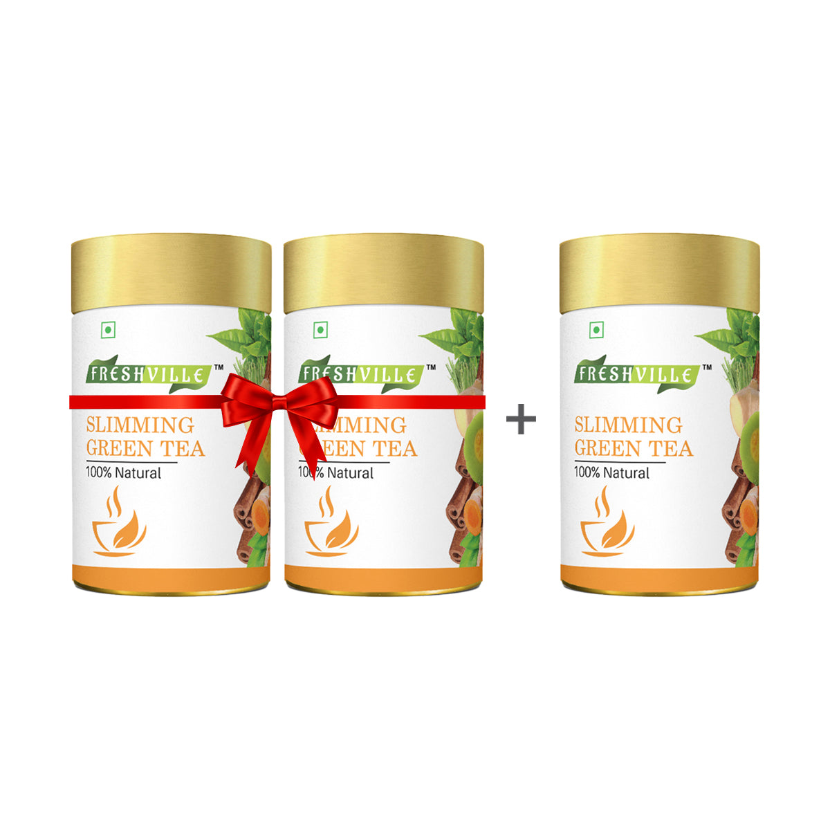 Freshville Slimming Green Tea | Burn Fat Easily with Herbs Garcinia, Cinnamon, Ginger, Lemongrass, Turmeric, Green tea, Senna leaf