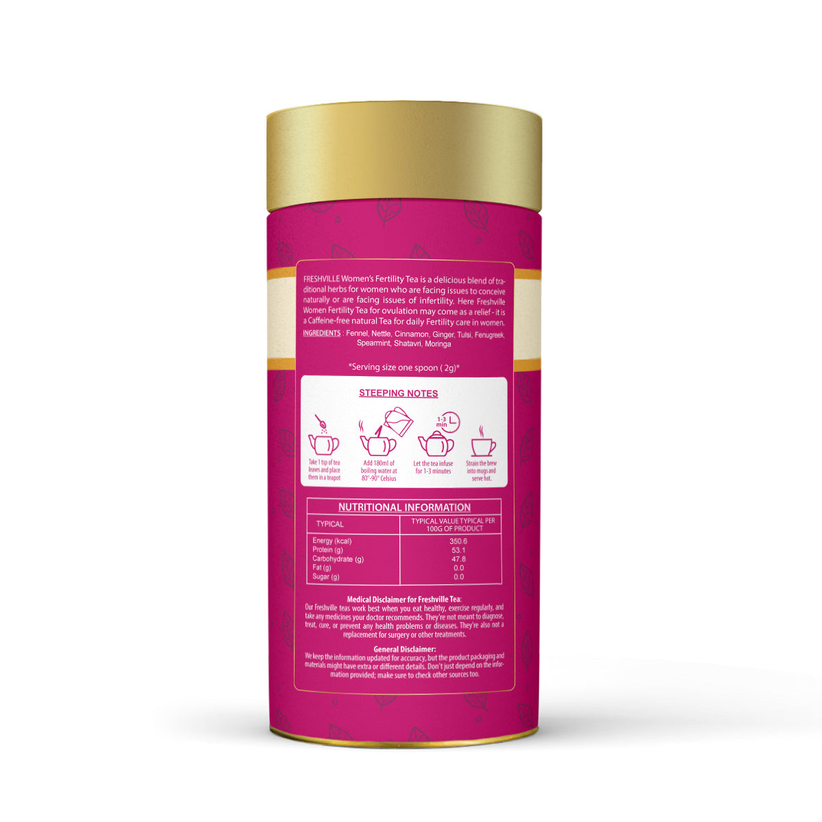 Freshville Women Fertility Tea | Hormonal Balance, Increase fertility with Herbs Fennel, Nettle, Cinnamon, Ginger, Tulsi, Fenugreek, Spearmint, Shatavari, Moringa