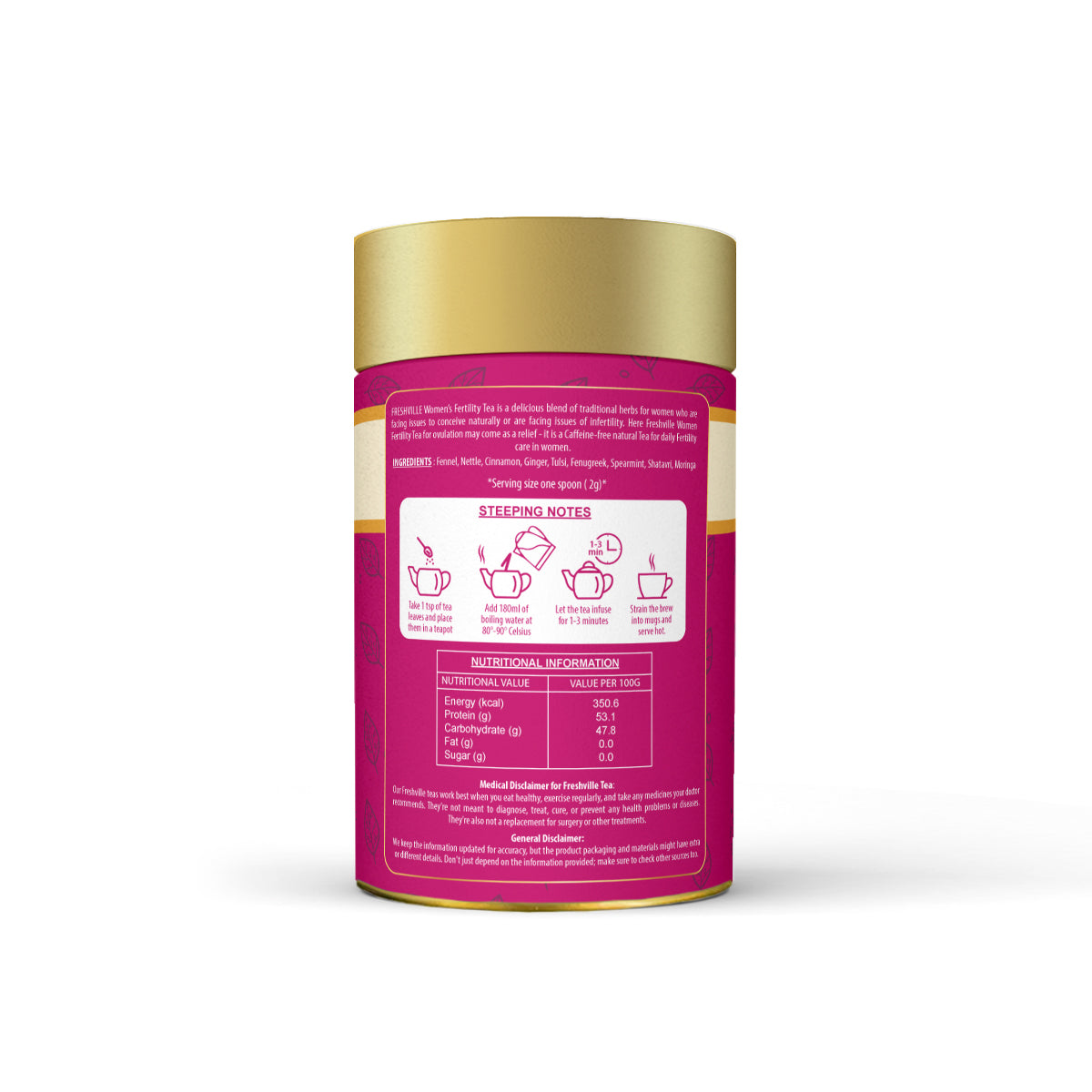 Freshville Women Fertility Tea | Hormonal Balance, Increase fertility with Herbs Fennel, Nettle, Cinnamon, Ginger, Tulsi, Fenugreek, Spearmint, Shatavari, Moringa