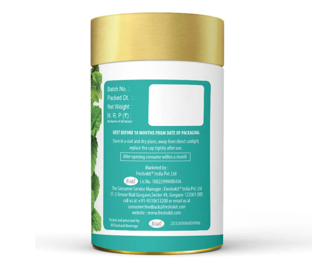 Freshville Lemongrass Tulsi Mint Green Tea | Enhances Immunity, Mental Health, Eye Sight, 45 Day