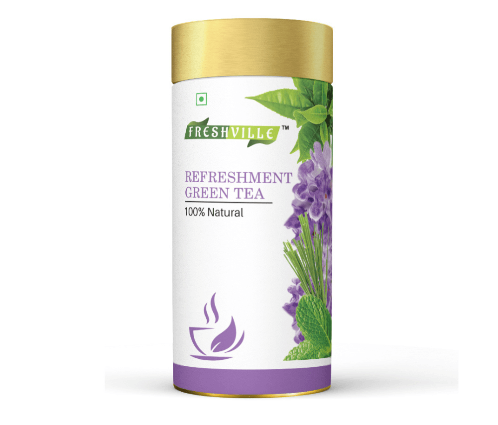 Freshville Refreshment Green Tea| Antioxidant, Stress Relief & Good Sleep | Peppermint, Lemon, Lemongrass, Green Tea, Lavender