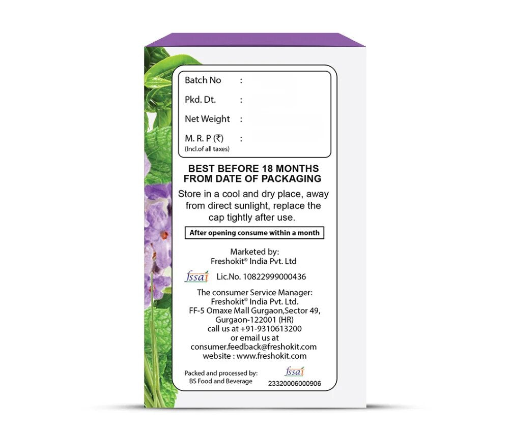 Freshville Refreshment Green Tea Bag | Pure & Natural | Skin Glow | Immunity Booster | Removes Toxins | Peppermint, Lemon, Lemongrass, Lavender, Green Tea Bag (15 bags)