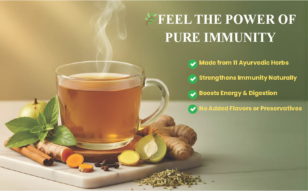 Freshville Immunity Tea - Immunity Booster Tea With Herbs Turmeric, Cinnamon, Ginger, Clove, Ashwagandha, Mintfennel, Moringa, Tulsi, Giloy, Amla, Green Tea