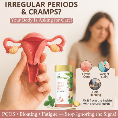 Freshville PCOS PCOD Tea | Regularizes period cycle with herbs Ginger, Fenugreek, Spearmint, Cinnamon, Fennel, Tulsi, Lodhra, Ashoka