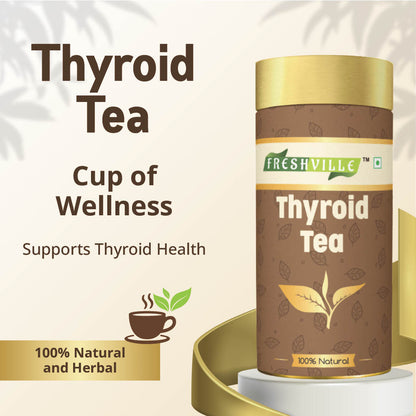 Freshville Thyroid Tea | Helps With Thyroid Support (Tsh T3 T4) | Ashwagandha, Turmeric, Liquorice, Nittle, Cinnamon, Ginger, Chamomile, Flax Seed