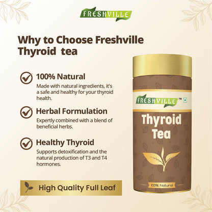 Freshville Thyroid Tea | Helps With Thyroid Support (Tsh T3 T4) | Ashwagandha, Turmeric, Liquorice, Nittle, Cinnamon, Ginger, Chamomile, Flax Seed