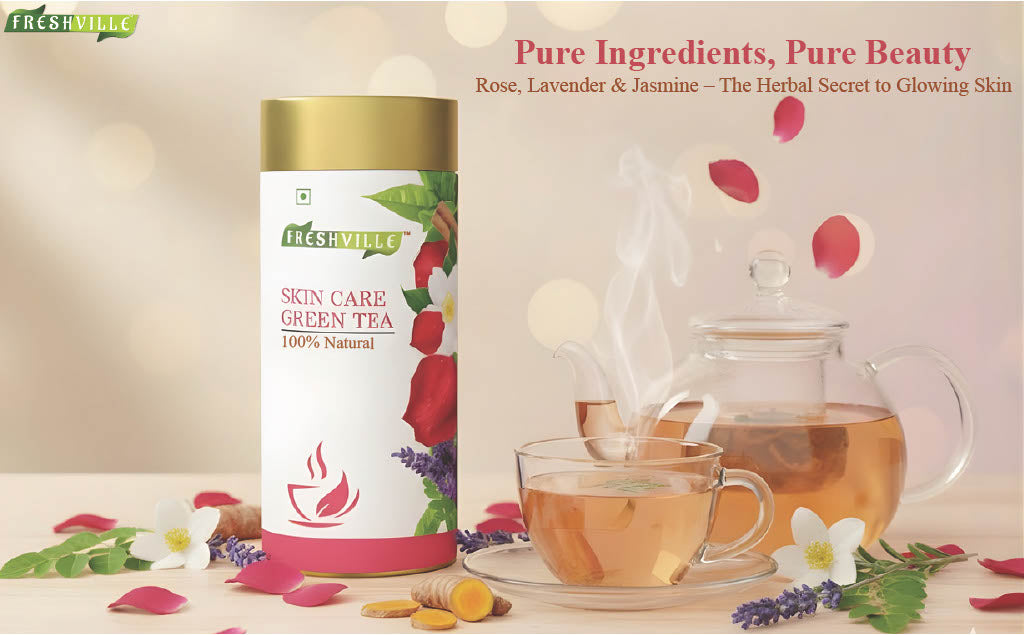 Freshville Skin Care Green Tea | Glowing Skin, Moisturized Skin, Anti-Aging | With Herbs Moisturized Skin, Acne, Anti-Aging