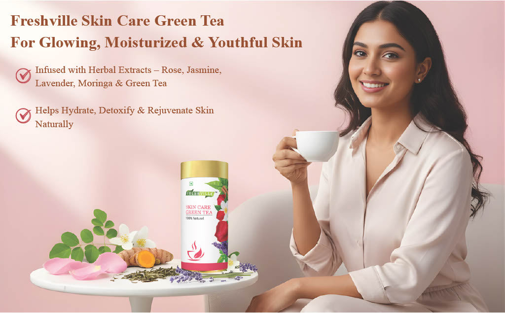 Freshville Skin Care Green Tea | Glowing Skin, Moisturized Skin, Anti-Aging | With Herbs Moisturized Skin, Acne, Anti-Aging