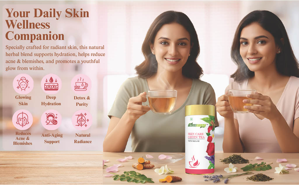 Freshville Skin Care Green Tea | Glowing Skin, Moisturized Skin, Anti-Aging | With Herbs Moisturized Skin, Acne, Anti-Aging