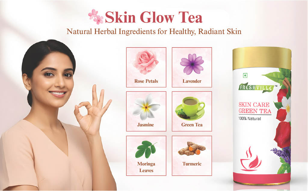 Freshville Skin Care Green Tea | Glowing Skin, Moisturized Skin, Anti-Aging | With Herbs Moisturized Skin, Acne, Anti-Aging