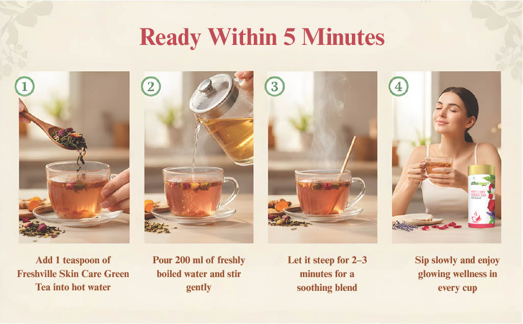 Freshville Skin Care Green Tea | Glowing Skin, Moisturized Skin, Anti-Aging | With Herbs Moisturized Skin, Acne, Anti-Aging