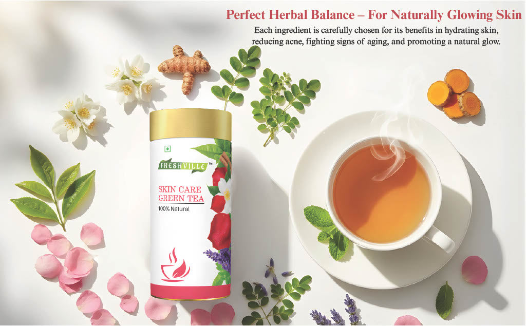 Freshville Skin Care Green Tea | Glowing Skin, Moisturized Skin, Anti-Aging | With Herbs Moisturized Skin, Acne, Anti-Aging