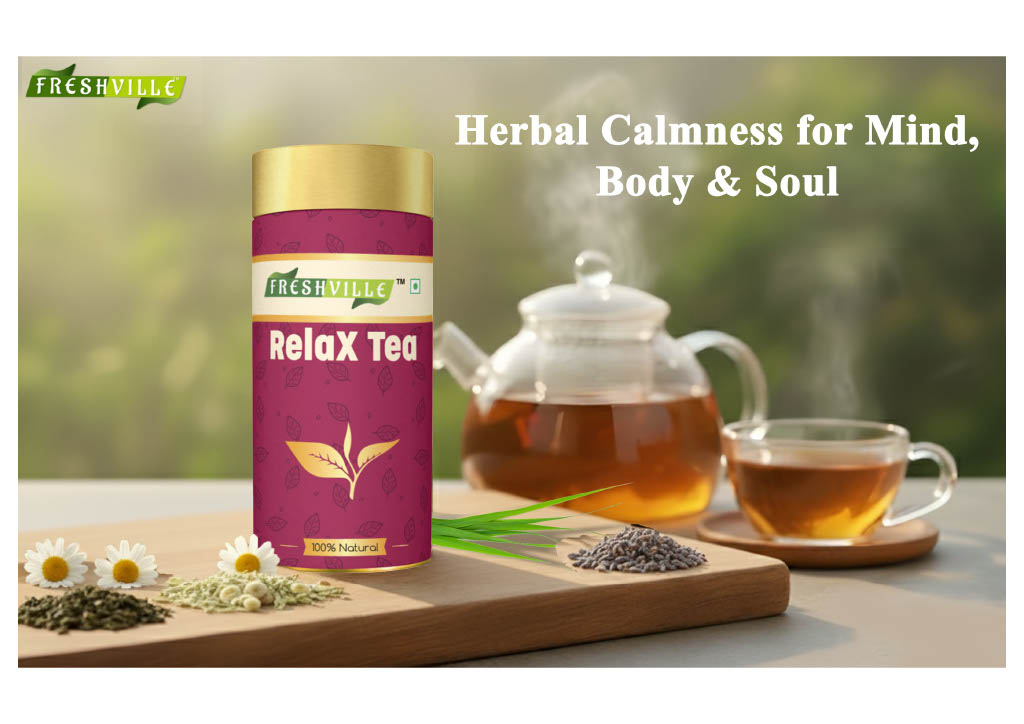 Freshville Relax Tea | Improves Sleep Quality Release Stress with Herbs Lemongrass, Lavender, Chamomile, Green Tea