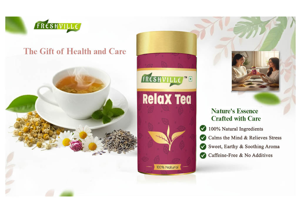 Freshville Relax Tea | Improves Sleep Quality Release Stress with Herbs Lemongrass, Lavender, Chamomile, Green Tea