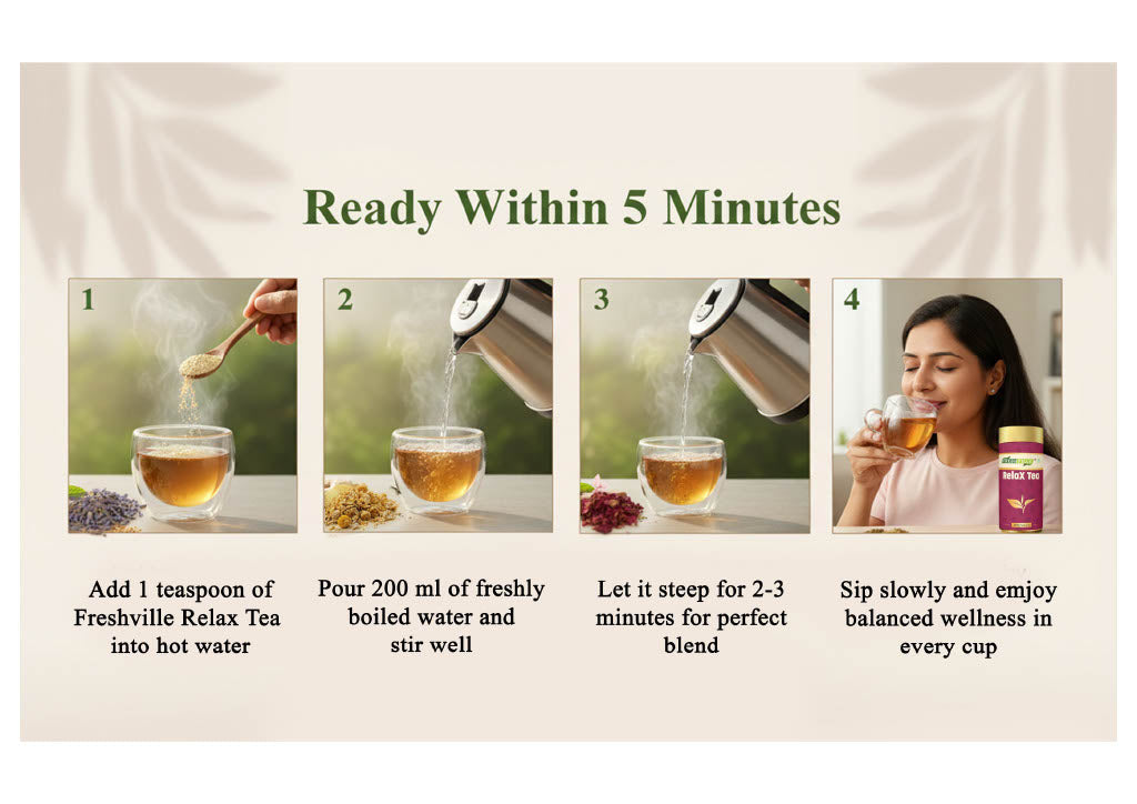 Freshville Relax Tea | Improves Sleep Quality Release Stress with Herbs Lemongrass, Lavender, Chamomile, Green Tea