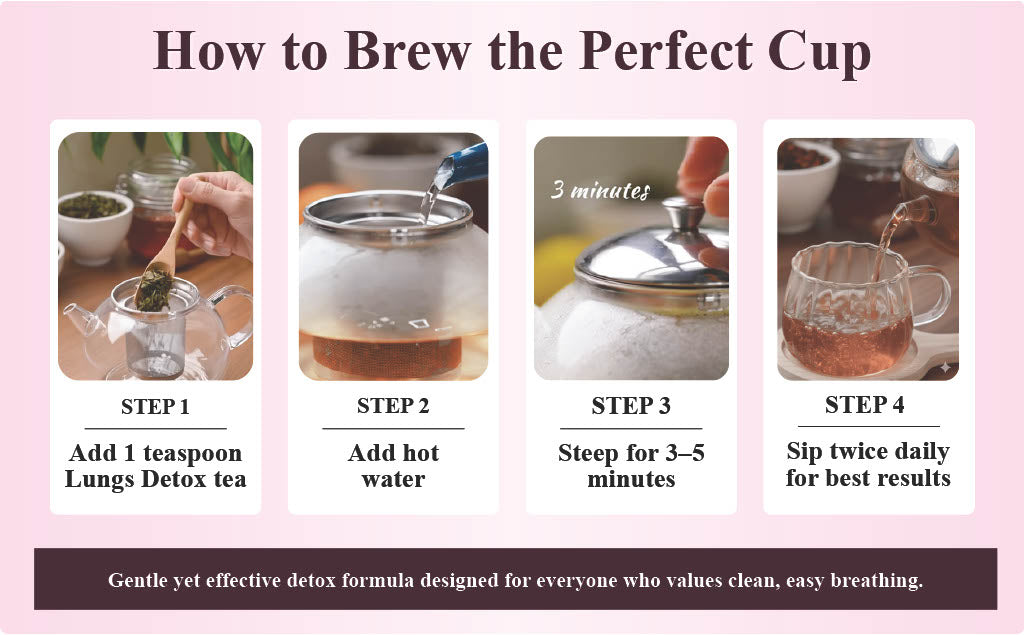 Freshville Lungs Detox Tea | Helps Quit Smoking And Clean Lungs with Herbs Moringa, Rose Petals, Peppermint, Lemongrass, Hibiscus, Cinnamon, Mulethi, Tulsi, Fenugreek, Ginger, Green Tea