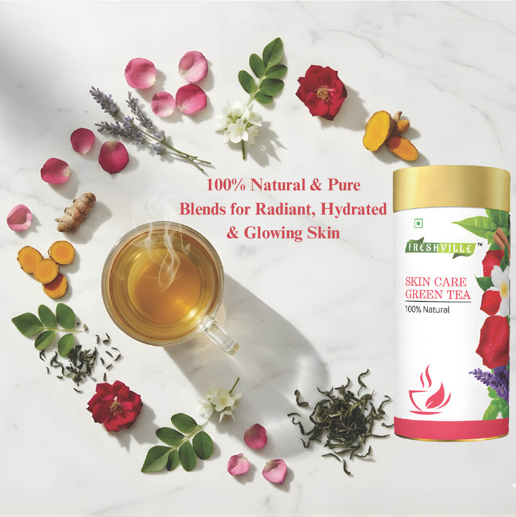 Freshville Skin Care Green Tea | Glowing Skin, Moisturized Skin, Anti-Aging | With Herbs Moisturized Skin, Acne, Anti-Aging