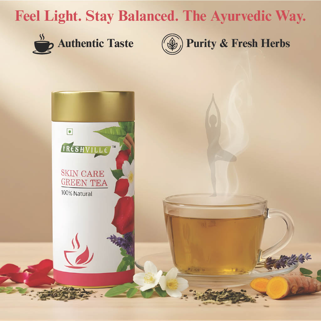Freshville Skin Care Green Tea | Glowing Skin, Moisturized Skin, Anti-Aging | With Herbs Moisturized Skin, Acne, Anti-Aging