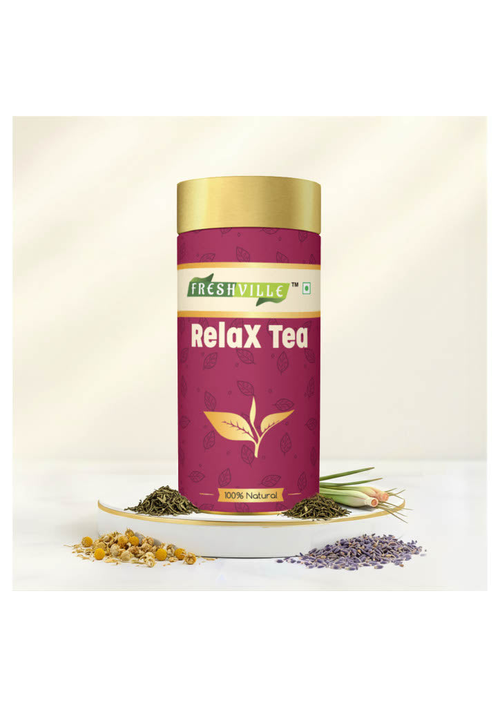Freshville Relax Tea | Improves Sleep Quality Release Stress with Herbs Lemongrass, Lavender, Chamomile, Green Tea