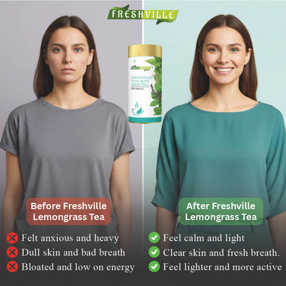 Freshville Lemongrass Tulsi Mint Green Tea | Enhances Immunity, Mental Health, Eye Sight