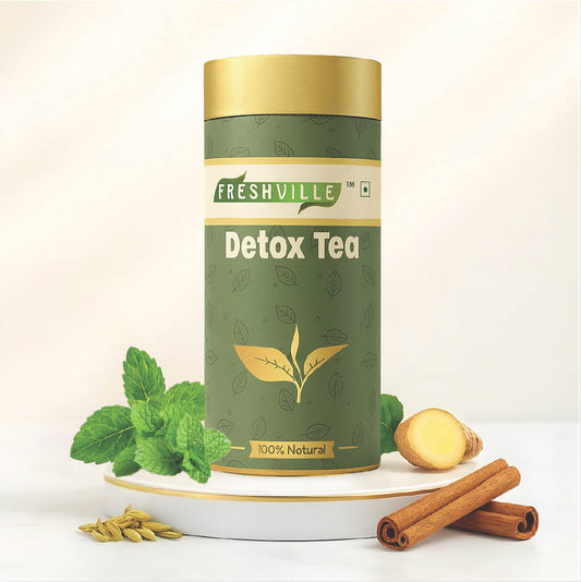 Freshville Detox Tea | Detoxify Body with herbs Peppermint, Lemongrass, Hibiscus, Cardamom, Cinnamon, Green Tea, 100gm