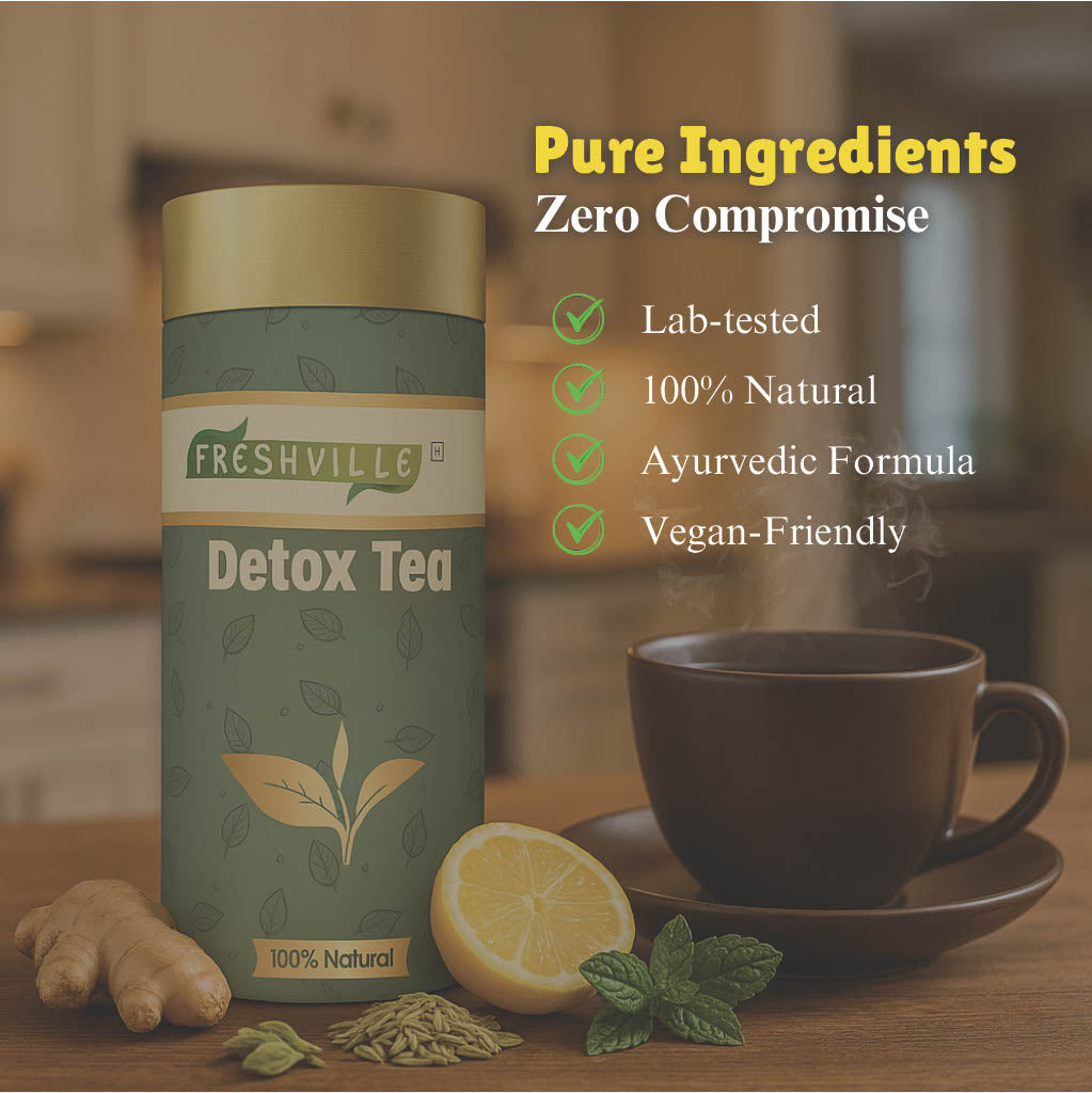 Freshville Detox Tea | Detoxify Body with herbs Peppermint, Lemongrass, Hibiscus, Cardamom, Cinnamon, Green Tea, 100gm