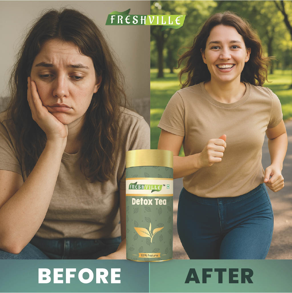 Freshville Detox Tea | Detoxify Body with herbs Peppermint, Lemongrass, Hibiscus, Cardamom, Cinnamon, Green Tea