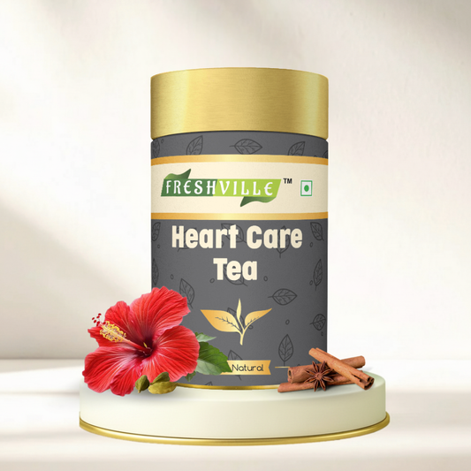 Freshville Heart Care Tea | Controls Blood Pressure with herbs Tulsi, Cardamom, Cinnamon, and Hibiscus , 50 gm