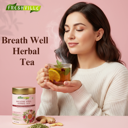 ಫ್ರೆಶ್‌ವಿಲ್ಲೆ ಬ್ರೀತ್ ವೆಲ್ ಹರ್ಬಲ್ ಟೀ | ಶ್ವಾಸಕೋಶದ ನಿರ್ವಿಶೀಕರಣ ಬೆಂಬಲ | ದೈನಂದಿನ ಉಸಿರಾಟದ ಬೆಂಬಲ