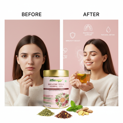 ಫ್ರೆಶ್‌ವಿಲ್ಲೆ ಬ್ರೀತ್ ವೆಲ್ ಹರ್ಬಲ್ ಟೀ | ಶ್ವಾಸಕೋಶದ ನಿರ್ವಿಶೀಕರಣ ಬೆಂಬಲ | ದೈನಂದಿನ ಉಸಿರಾಟದ ಬೆಂಬಲ