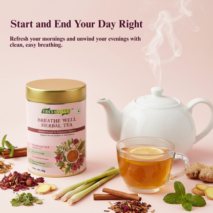 ಫ್ರೆಶ್‌ವಿಲ್ಲೆ ಬ್ರೀತ್ ವೆಲ್ ಹರ್ಬಲ್ ಟೀ | ಶ್ವಾಸಕೋಶದ ನಿರ್ವಿಶೀಕರಣ ಬೆಂಬಲ | ದೈನಂದಿನ ಉಸಿರಾಟದ ಬೆಂಬಲ