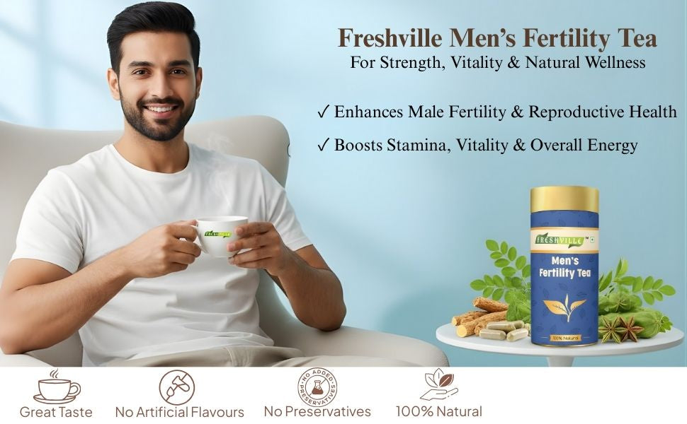 Freshville Men Fertility Tea | Natural Herbal Blend for Male Reproductive Health | 3 Month