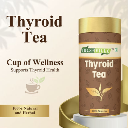 Freshville Thyroid Tea | Helps With Thyroid Support (Tsh T3 T4) | Ashwagandha, Turmeric, Liquorice, Nittle, Cinnamon, Ginger, Chamomile, Flax Seed, 100gm
