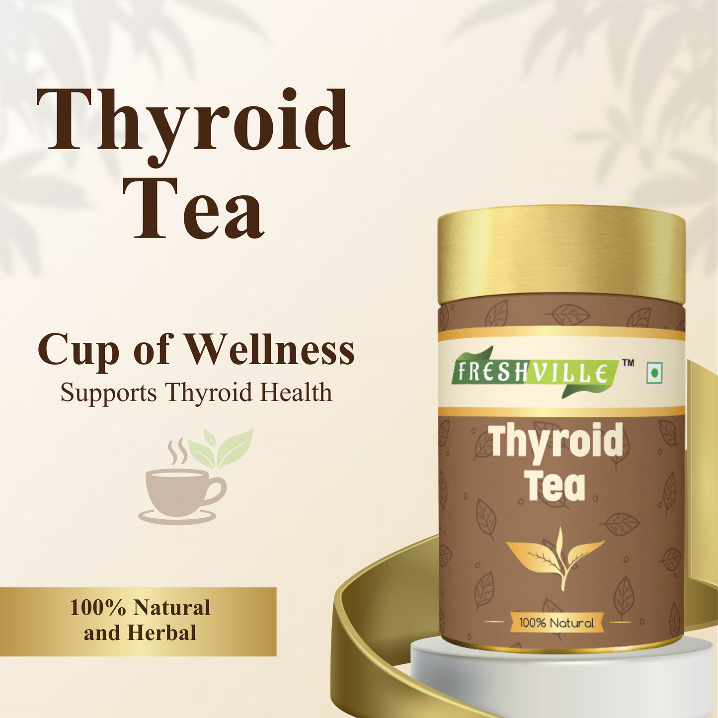 Freshville Thyroid Tea | Helps With Thyroid Support (Tsh T3 T4) | Ashwagandha, Turmeric, Liquorice, Nittle, Cinnamon, Ginger, Chamomile, Flax Seed, 45 Day