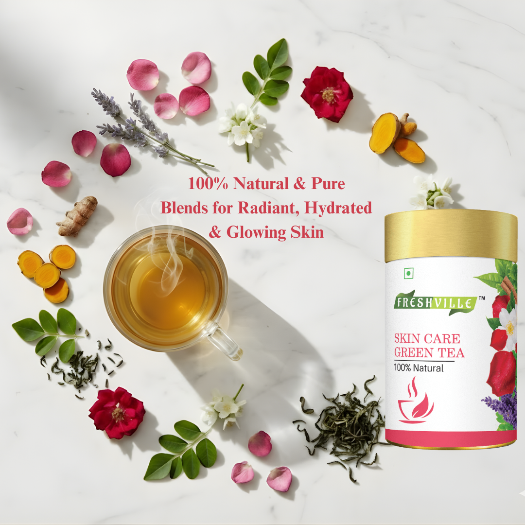 Freshville Skin Care Green Tea | Glowing Skin, Moisturized Skin, Anti-Aging | With Herbs Moisturized Skin, Acne, Anti-Aging, 45 Day