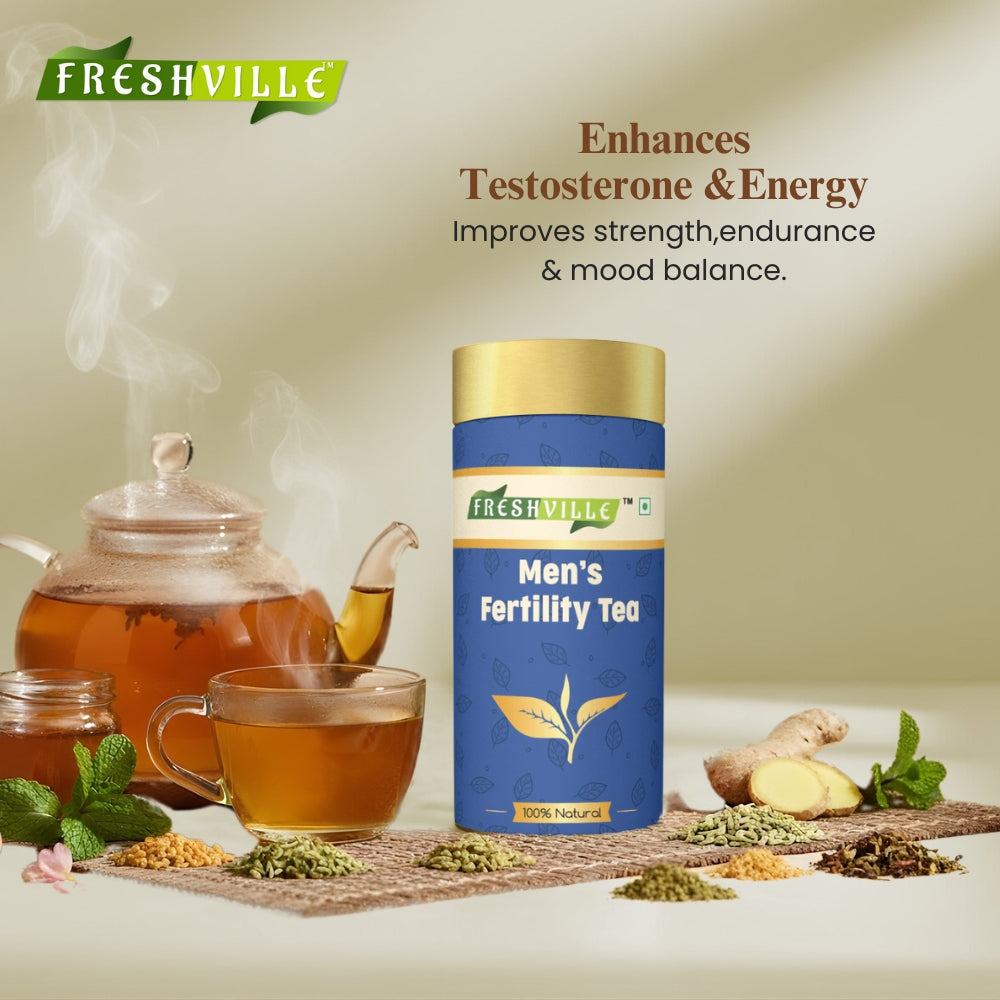 Freshville Men Fertility Tea | Natural Herbal Blend for Male Reproductive Health | 3 Month